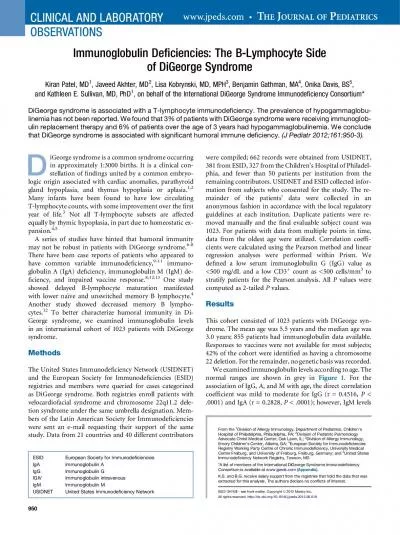 ImmunoglobulinDecienciesTheBLymphocyteSideofDiGeorgeSyndromeKiranPat