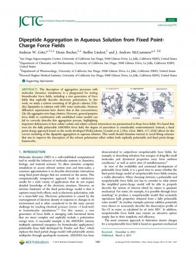 DipeptideAggregationinAqueousSolutionfromFixedPointChargeForceFieldsA