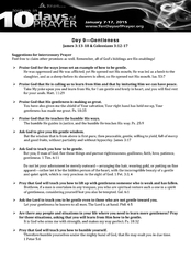 Day 9GentlenessJames 3:1318 & Colossians 3:12Suggestions for Intercess