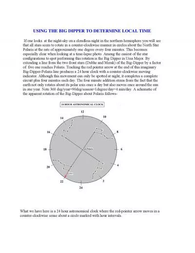 USING THE BIG DIPPER TO DETERMINE LOCAnight in the northern hemisphere