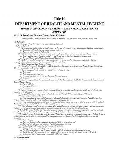 Title 10DEPARTMENT OF HEALTH AND MENTAL HYGIENESubtitle 64 BOARD OF NU
