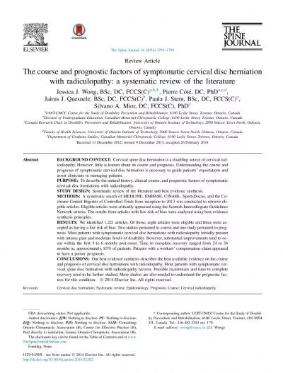 ReviewArticleThecourseandprognosticfactorsofsymptomaticcervicaldischer