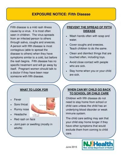 EXPOSURE NOTICE Fifth Disease