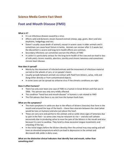 Science Media Centre Fact Sheet