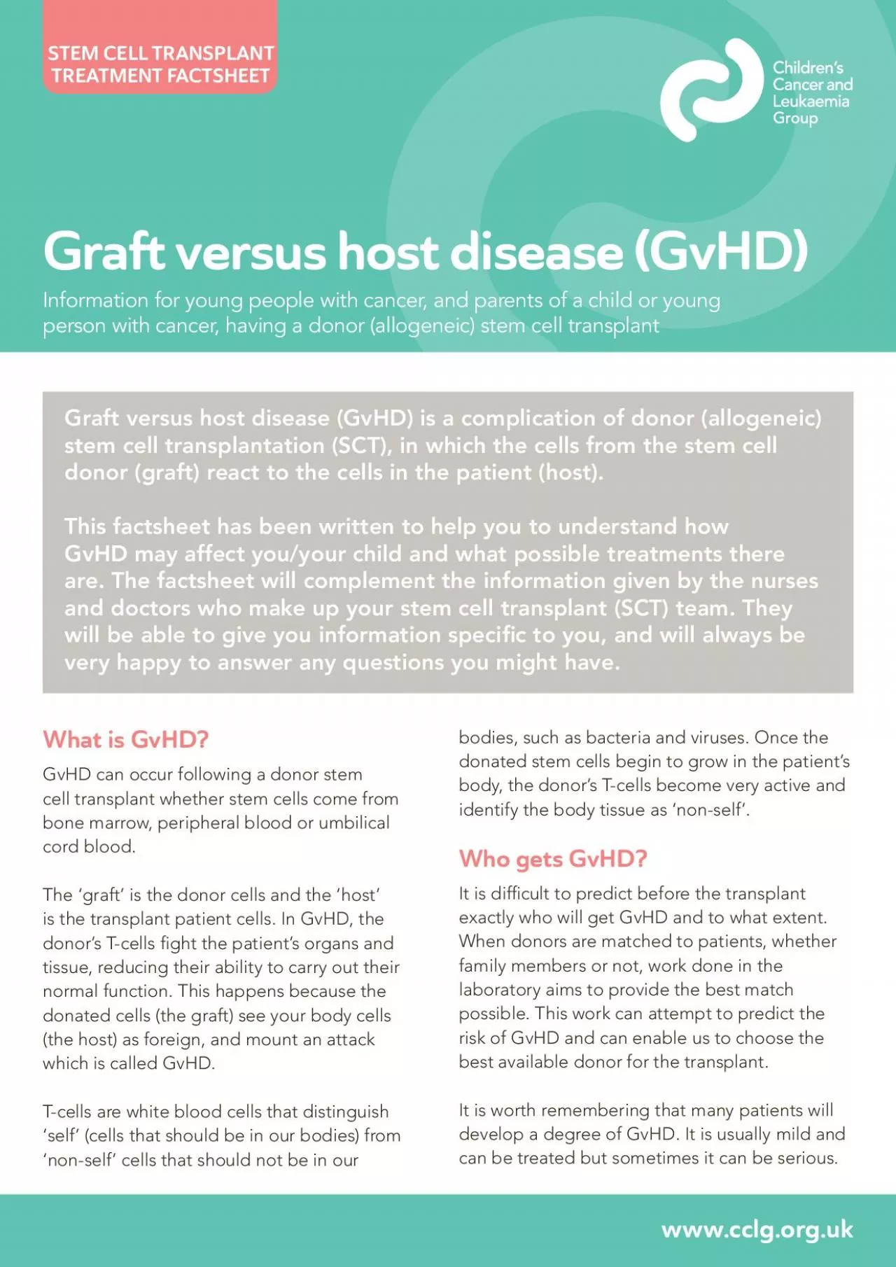 What is GvHD cell transplant whether stem cells come from bone marrow