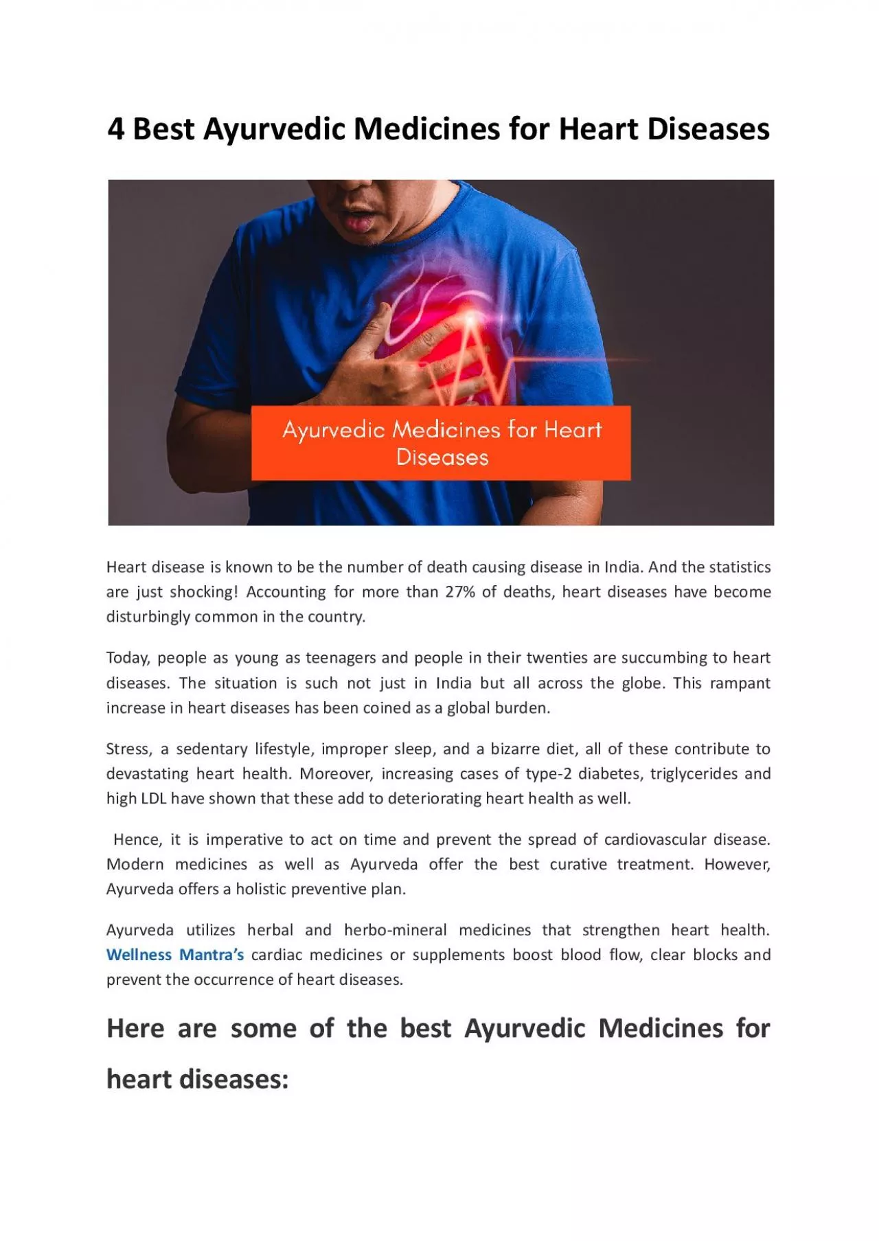 4 Best Ayurvedic Medicines for Heart Diseases - Wellness Mantra
