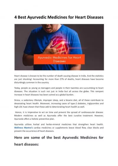 4 Best Ayurvedic Medicines for Heart Diseases - Wellness Mantra