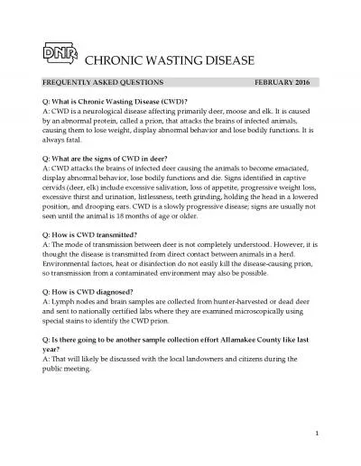 CHRONIC WASTING DISEASE