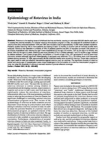 Epidemiology of Rotavirus in India