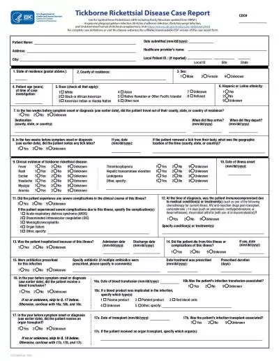 Tickborne Rickettsial Disease Case Report