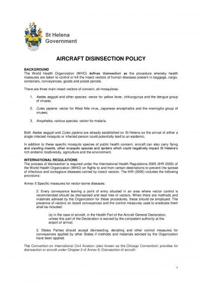 AIRCRAFT DISINSECTION POLICY