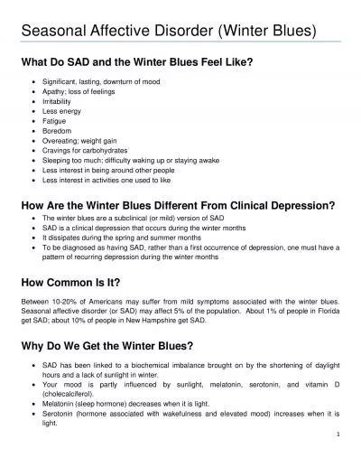 Seasonal Affective DisorderWinter Blues