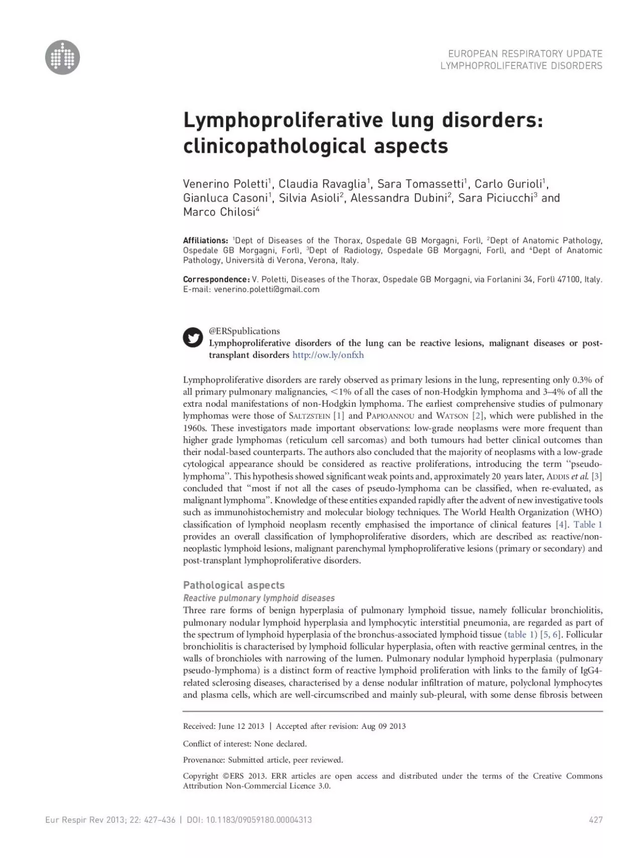 PDF-LymphoproliferativelungdisordersclinicopathologicalaspectsVenerinoPol