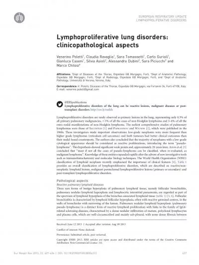 LymphoproliferativelungdisordersclinicopathologicalaspectsVenerinoPol