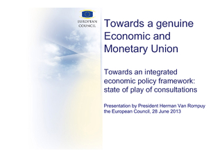 Towards a genuine Economic and Towards an integrated economic policy f