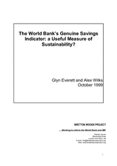The World Bank’s Genuine Savings
