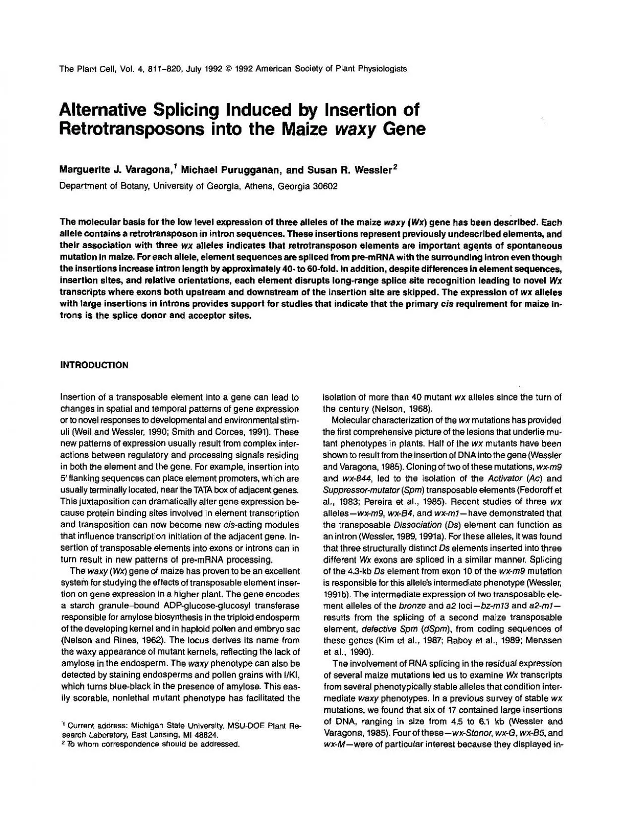 PDF-81 1820 American Society Plant Physiologists Alternative Splicing Pu