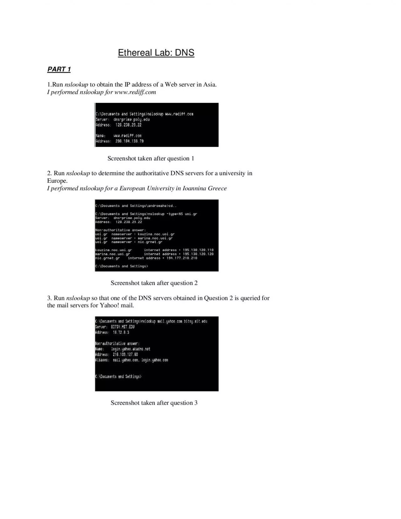 PDF-Ethereal Lab DNS