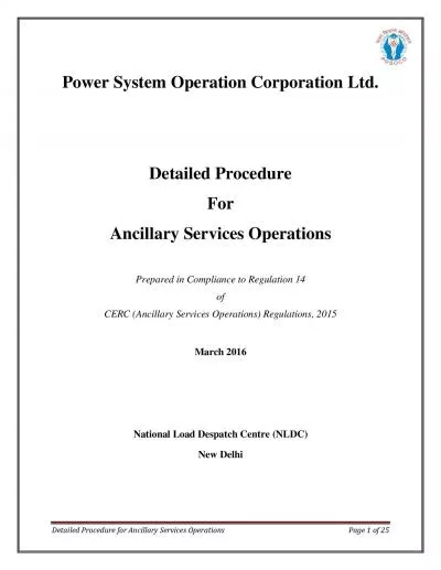 Detailed Procedure for Ancillary Services Operations