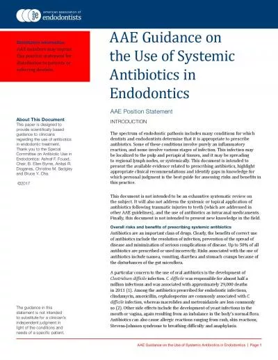 AAE Guidance on the Use of Systemic Antibiotics in Endodontics    Pag