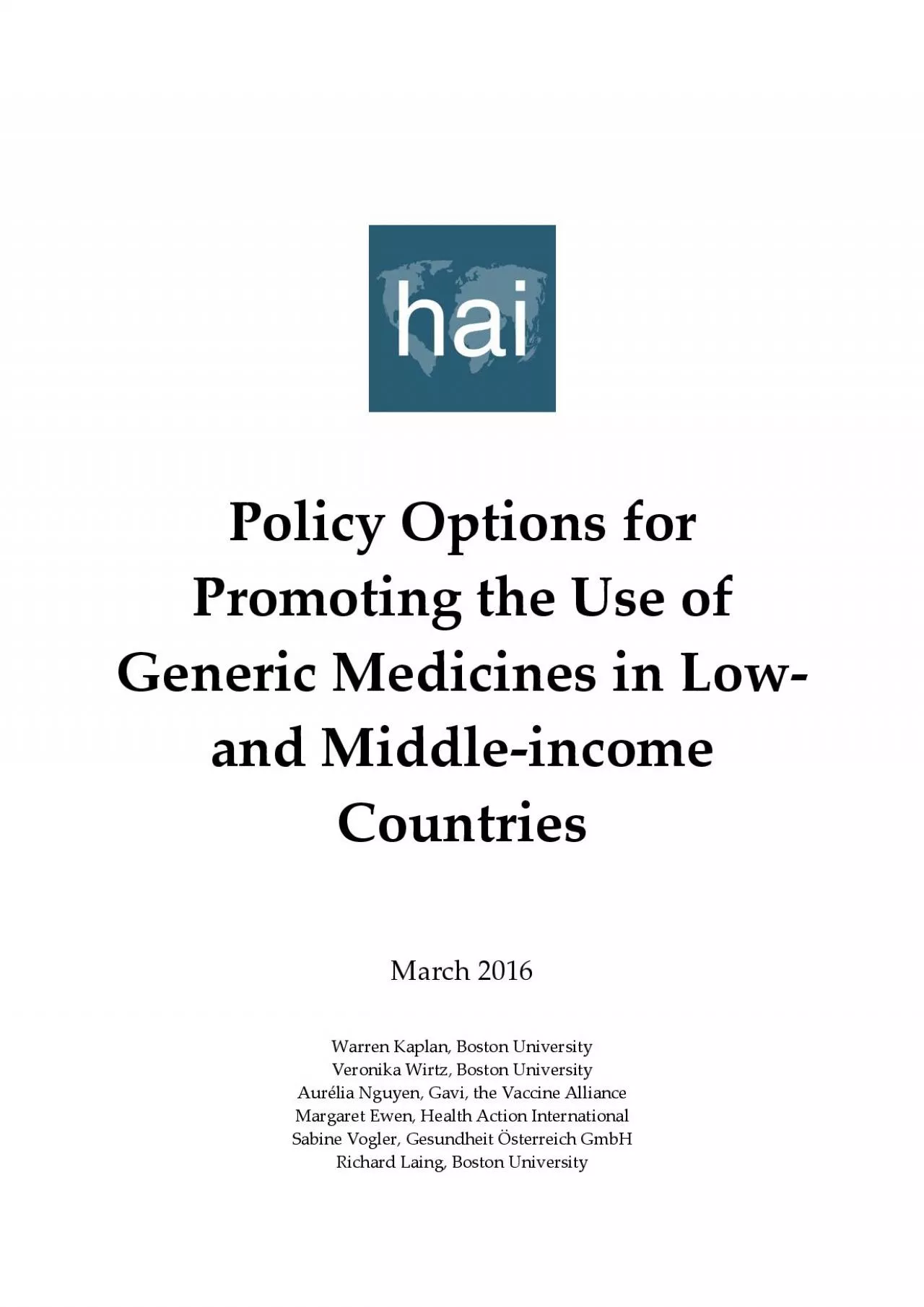 PDF-Policy ptions for romoting the se of eneric edicines in and iddleincom