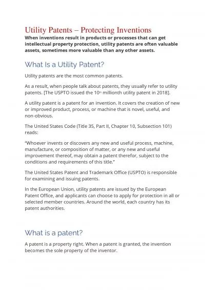 Utility Patents – Protecting Inventions