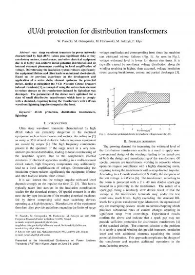 dUdt protection for distribution transformers  W Piasecki M Ostrog