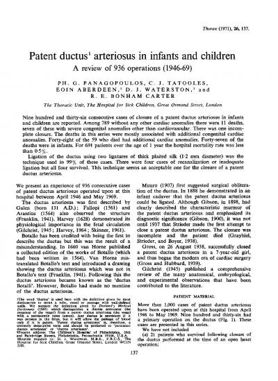 Thorax197126137Patentductus1arteriosusininfantsandchildrenAreview