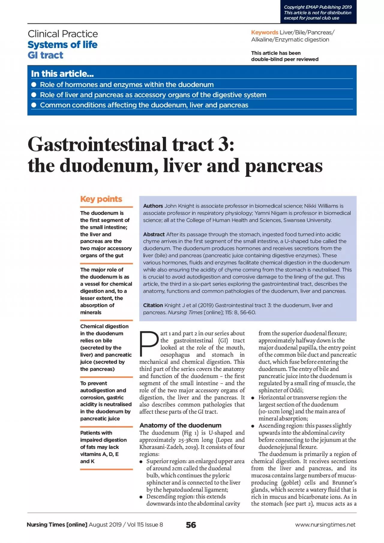 PDF-art 1 and part 2 in our series about the gastrointestinal GI tract l