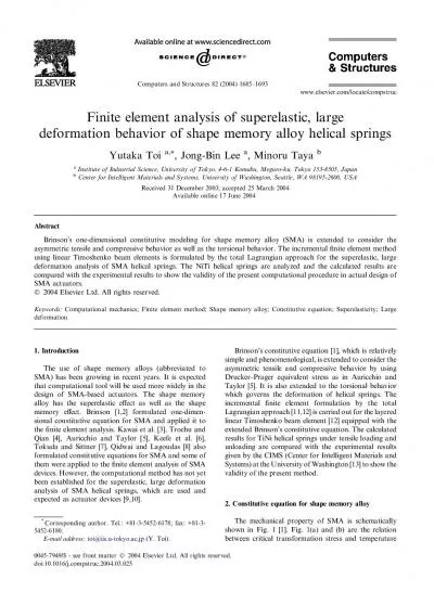 Finiteelementanalysisofsuperelasticlargedeformationbehaviorofshapemem