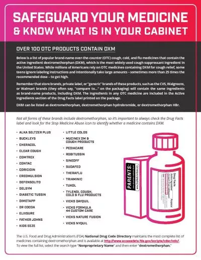SAFEGUARD YOUR MEDICINE KNOW WHAT IS IN YOUR CABINET