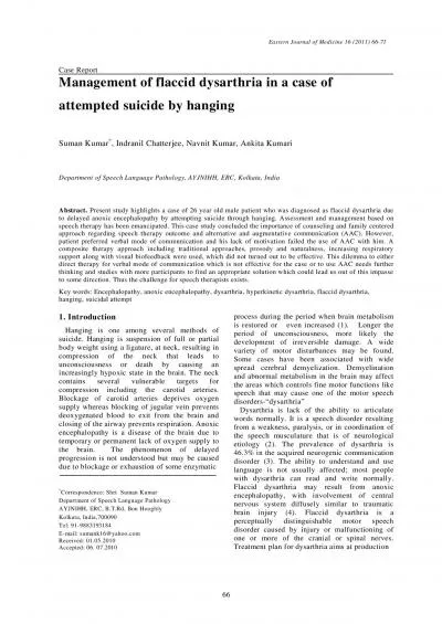 Eastern Journal of Medicine 16 2011 6671S Kumar et al  Flaccid dy