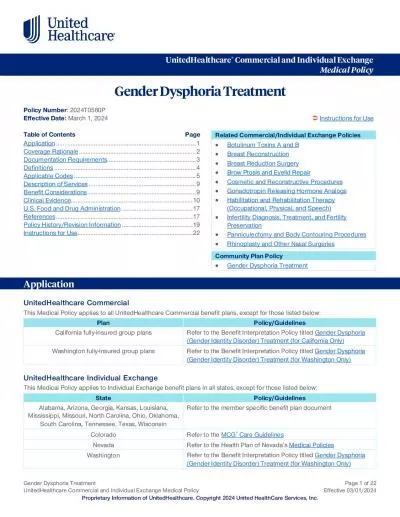 Gender Dysphoria Treatment