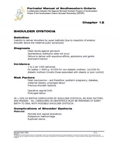 Revised April 2006  121 Disclaimer The Regional Perinatal Outreach Pr