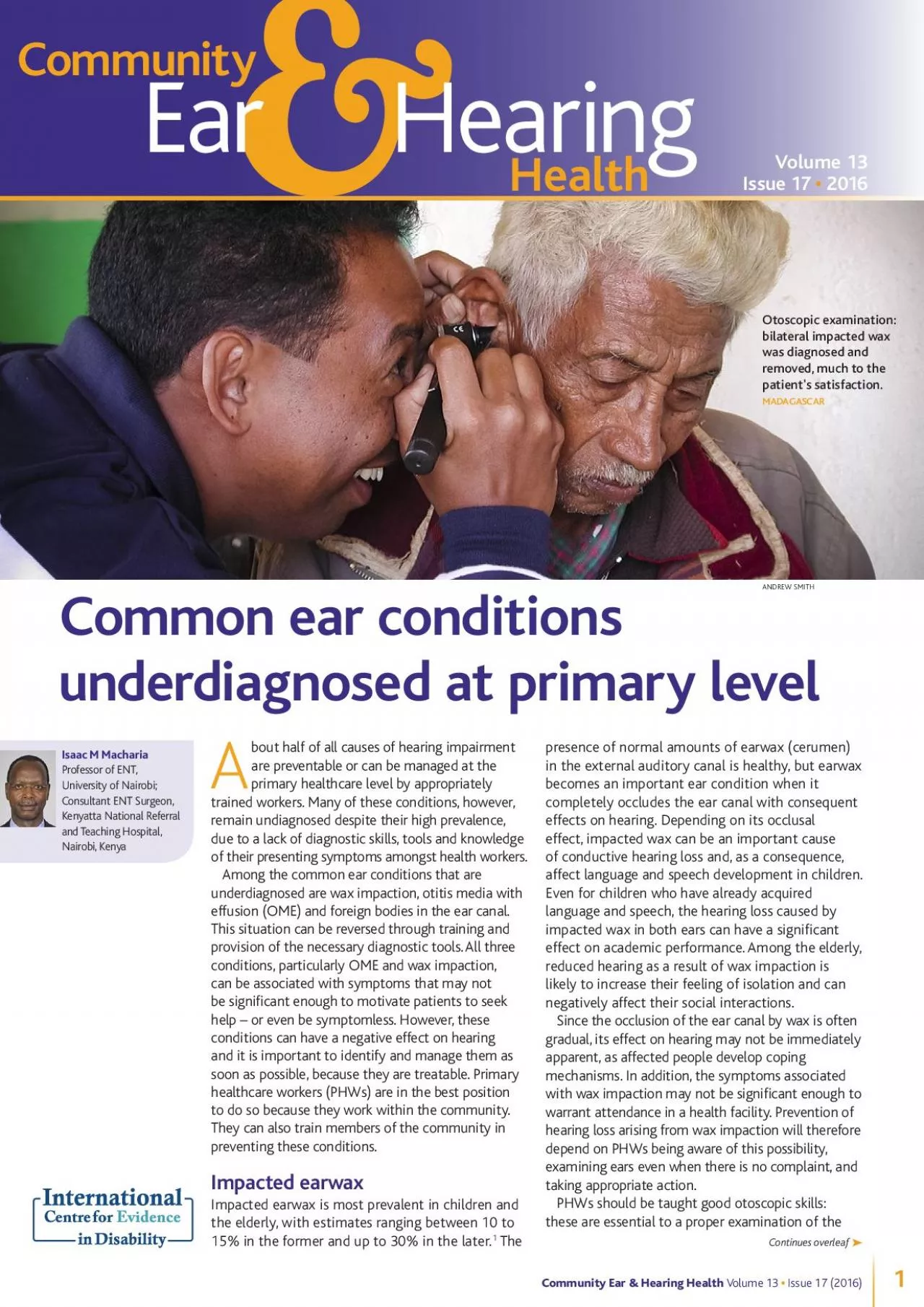 Community Ear  Hearing Health Volume 13 Issue 17 2016