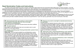 Seed Germination Codes and Instructions