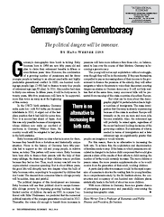 THE INERNAONAL CONOMY    FALL 2014Germany’s Coming Gerontocracyer