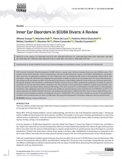 Inner Ear Disorders in SCUBA Divers A ReviewAlfonso29Scarpa