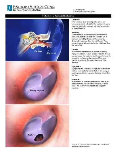Healthy eardrumRuptureEar canalEardrum