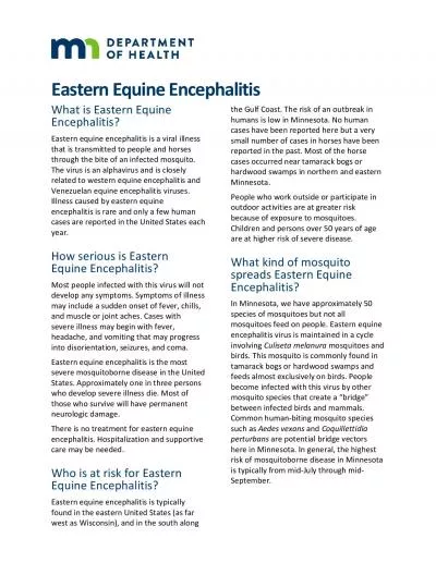 stern Equine EncephalitisWhat is Eastern Equine EncephalitisEasternequ