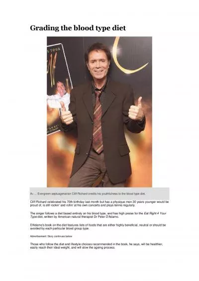 A  Evergreen septuagenarian Cliff Richard credits his youthfulness