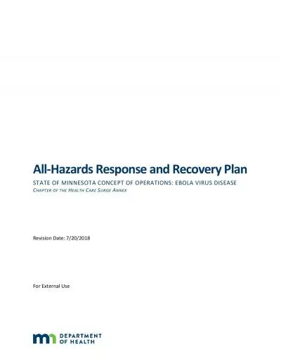 HazardsResponse and Recovery PlanSTATE OF MINNESOTA CONCEPT OF OPERATI