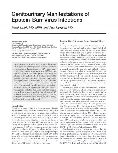 Genitourinary Manifestations of EpsteinBarr Virus InfectionsRandi Lei