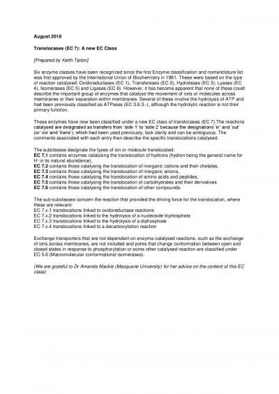 Translocases EC 7 A new EC Class