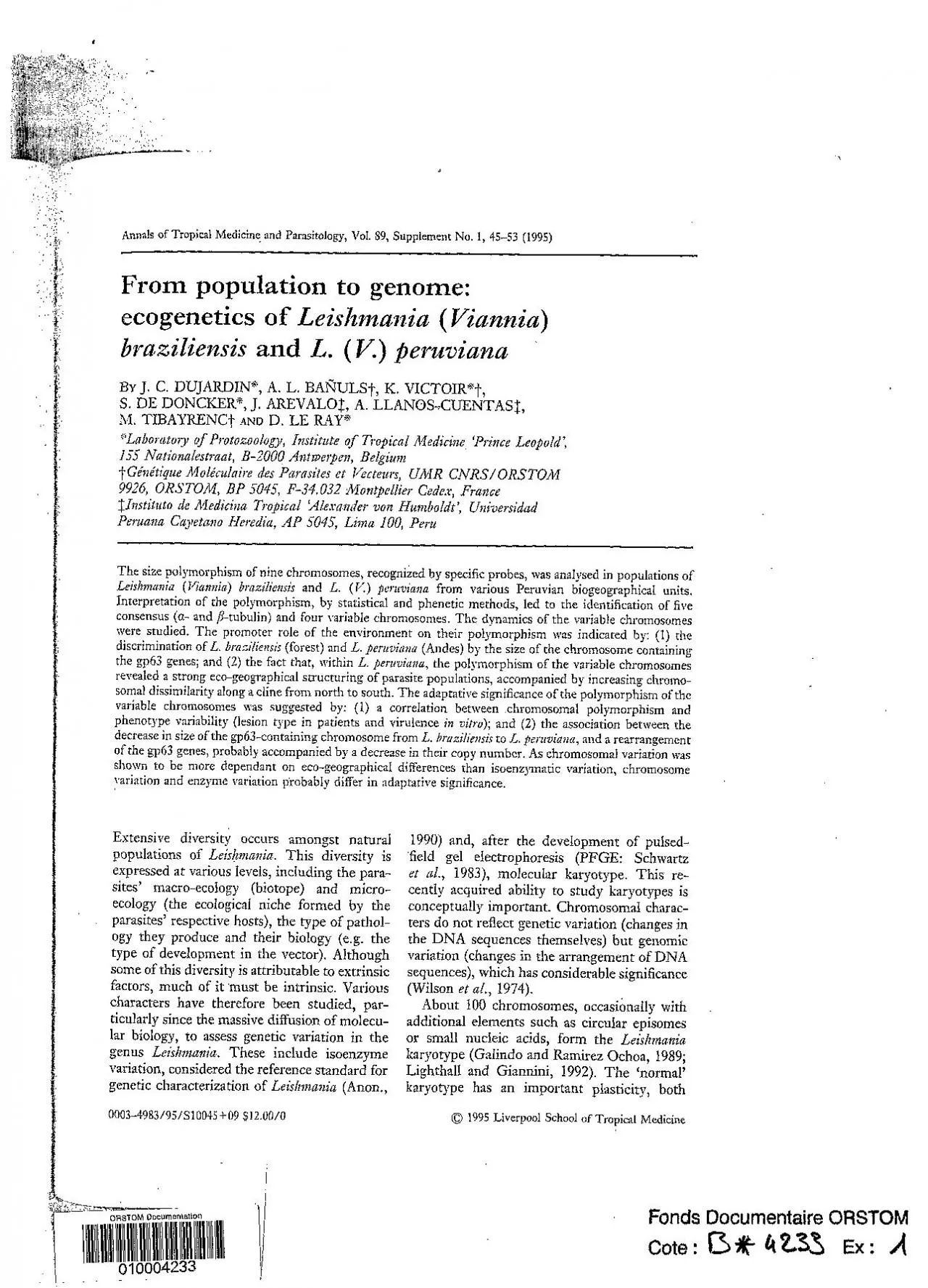 PDF-I Annals of Tropical Medicine and Parasitology Vol 89 Supplement N