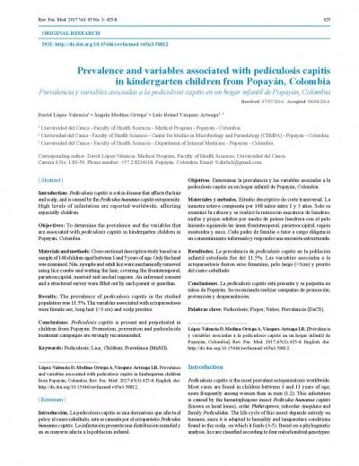 Prevalence and variables associated with pediculosis capitis in kinder