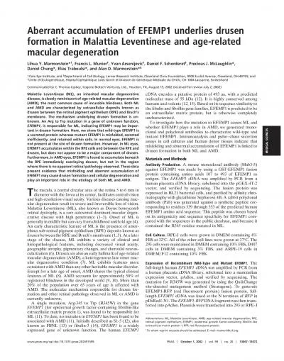 AberrantaccumulationofEFEMP1underliesdrusenformationinMalattiaLeventin