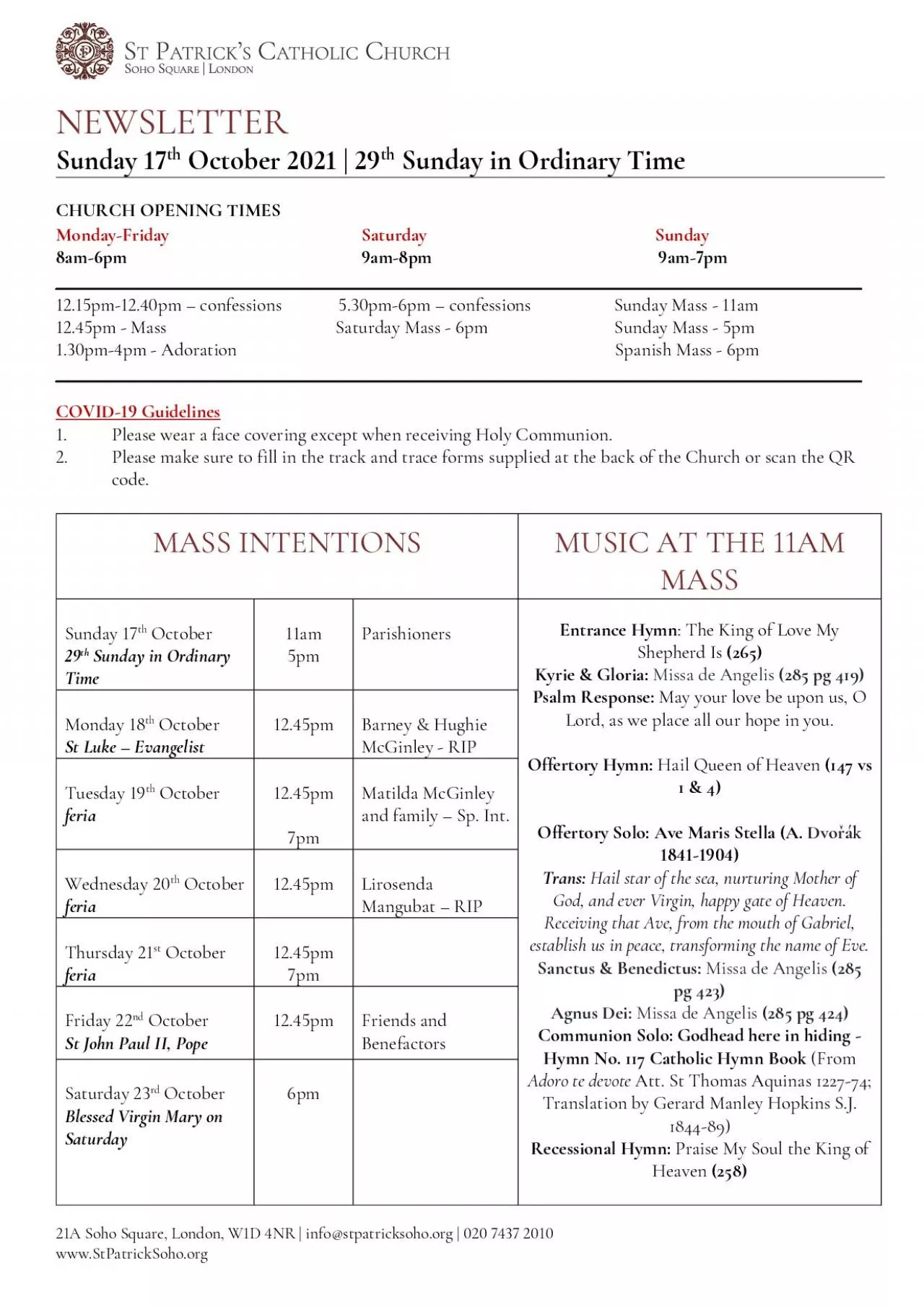 PDF-A Soho Square London W1D 4NR infostpatricksohoorg 020 7437 201