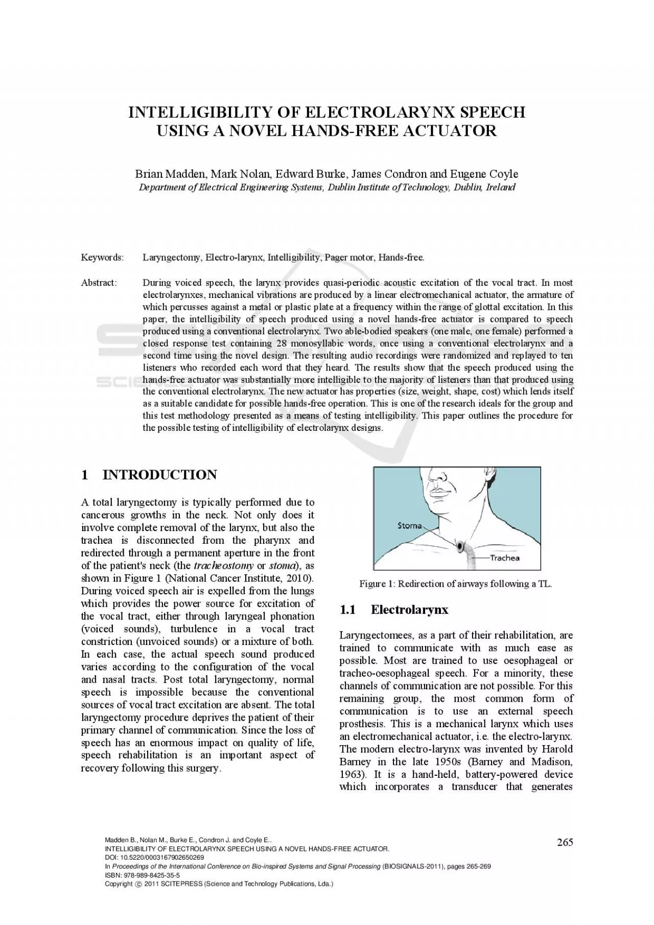 PDF-INTELLIGIBILITY OF ELECTROLARYNX SPEECH USING A NOVEL HANDSFREE ACTUA