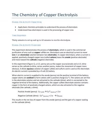 The Chemistry of Copper Electrolysis